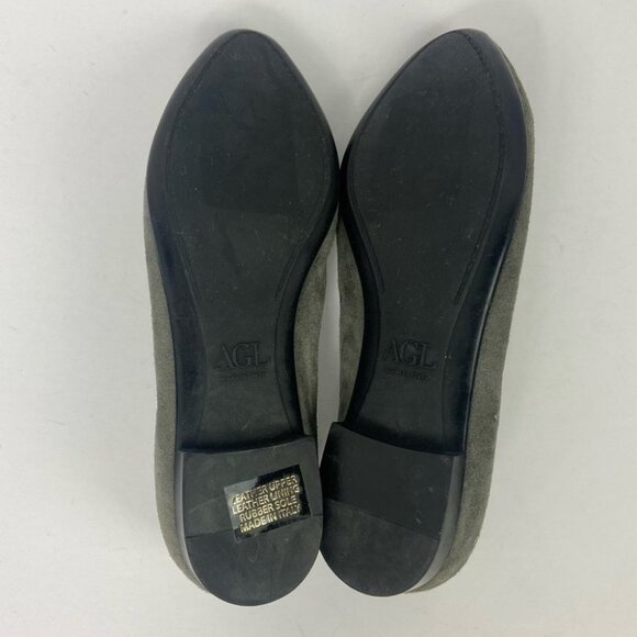 NEW AGL Grey Mist Suede Grommet Flats Pointed Toe Slip On Shoe Nordstrom Minimal - Picture 10 of 11